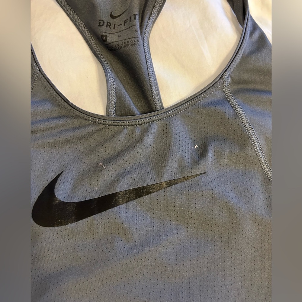 Nike Dri-FIT Gray Racerback Dri-Fit Tank Top with Black Logo - Picture 5 of 8